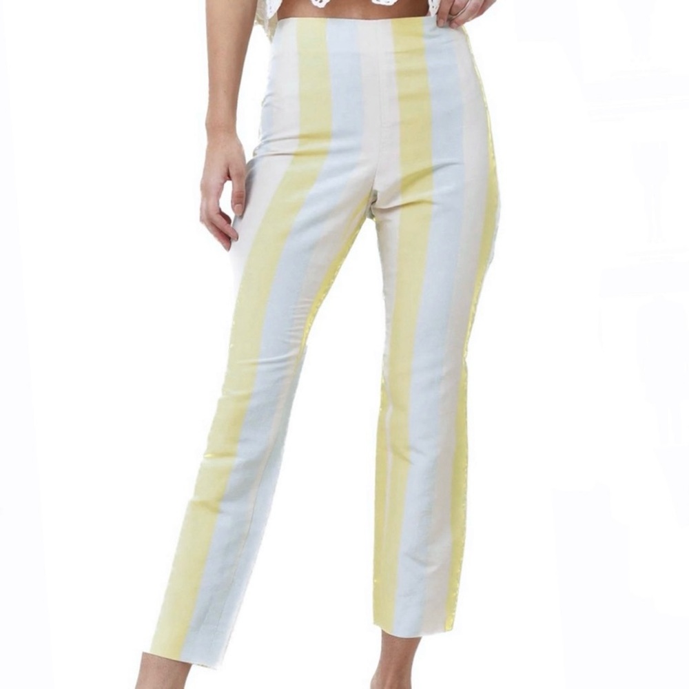 NEW TORY BURCH STRIPED LINEN BLEND PANTS